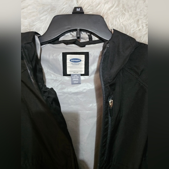 Old Navy Kids Charcoal Hooded Raincoat Girls Size 10/12 - Picture 4 of 10